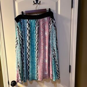 Pink and Blue Midi A-Line Skirt. UNIQUE & FUN Flowy and soft.